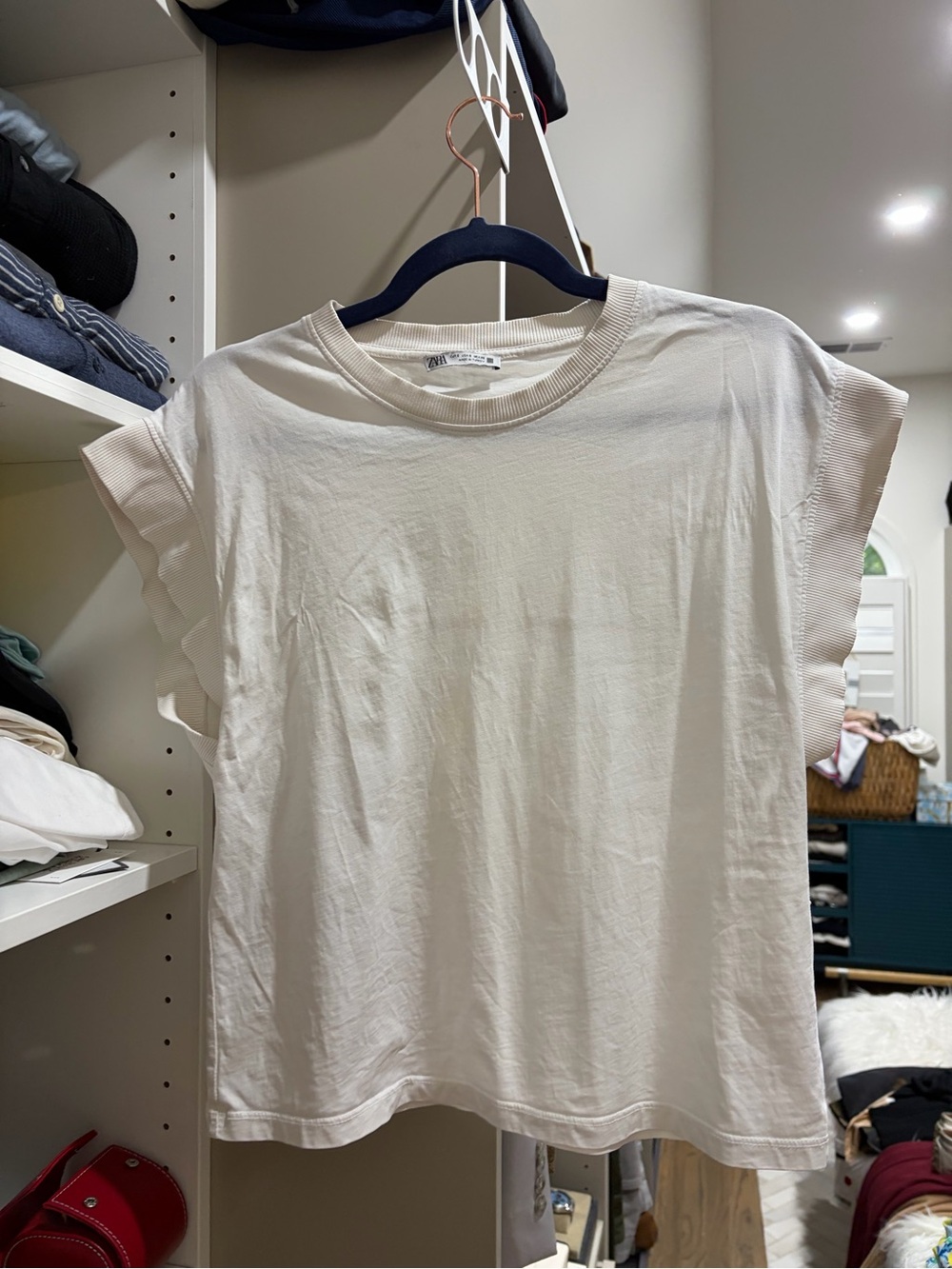 Zara Cream Ruffle Sleeve Tank Top